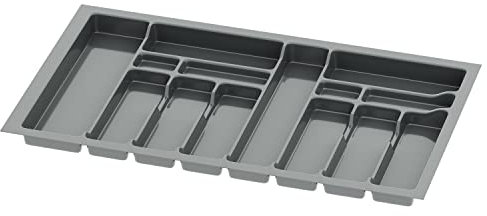 Sossai range-couverts Divio pour tiroirs de 90 cm de large, 83x49 cm – découpable, 14 compartiments, anthracite, organiseur pour tiroirs à couverts en plastique