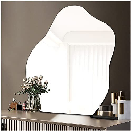 Sqinor Spiegel Wand Asymmetrisch Glas HD Deko Spiegel Selbstklebend Badezimmerspiegel Klebespiegel Aufkleben Wandspiegel Für Bad Wohnzimmer Flur Schlafzimmer Schminktisch