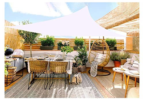 Xudong Sonnensegel Mit Befestigungssatz, Wasserdichtes Rechteckiges Sonnensegel Für Den Außenbereich, 98% UV-Schutz, Markise Für Terrasse, Garten, Hinterhof, Rasen (Color : White, Size : 3x4m)
