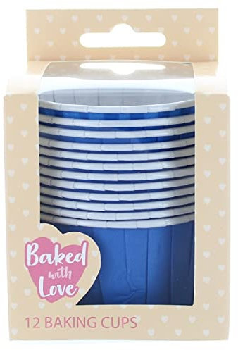 Baked with Love Blue Baking Cups, Cupcake Cases, Greaseproof Baking Cases - Pack of 12 (0650167)