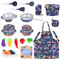 FUQUN 20Pcs Matschküche Zubehör Outdoor, Küchenspielzeug Zubehör Kinderküche Kochgeschirr Edelstahl Pfannenset Schürze und Kochmütze für Gemüse Pretend Spielzeug Rollenspiele Mädchen und Jungen