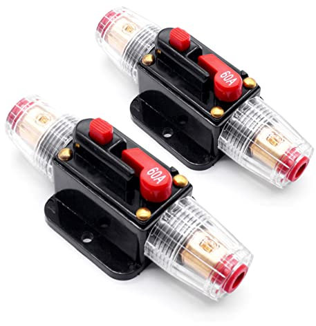 2 STÜCKE 60A Sicherungshalter Auto Recovery Circuit Breaker 12 V-24 V Manuelle Rückstellung Reset Für den Schutz des Solar-Wechselrichter-Systems für Marineboote, Auto-Audiosysteme
