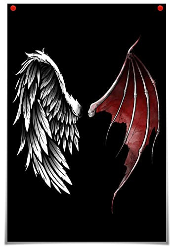 Kreatives Poster Wandbild Kunstwerk Engel und Teufel Flügel Leinwand Drucke Bild Wand Kunst Malerei für Haus Wohnzimmer Dekoration 9b995,60 * 90cm, ungerahmt