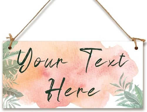 Personalised Hanging Plaque Your Custom Text Tropical Leaves Watercolour Decorative Wooden Door Wall Sign Home Decor Add Any Message