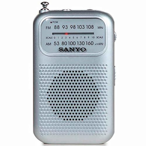SANYO KS112P Radio Analógica de Bolsillo Am/FM. Altavoz. Color Plata