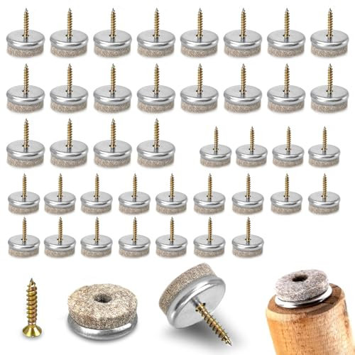 40stk Filzgleiter mit Schraube, Möbelgleiter, Filzgleiter für Stühle Schrauben, Premium Stuhlbeinschoner Filz, Dicker Filz Selbstklebend-Bodenschoner, für Laminat Stühle Parkett Sofa (Ø 20,24mm)