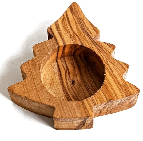 Olivenholz Teelicht direkt aus Kreta in Mondform schöne Struktur ca. 10cm lang und 2cm hoch Kerze (Tanne # 201)