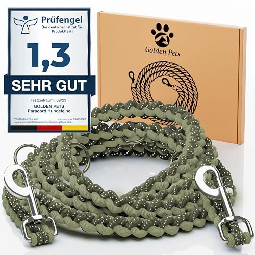 Testnote: Sehr gut - Hundeleine reflektierend I 2m, verstellbar, wetterfest & reißfest bis 250 kg I Paracord Führleine, Umhängeleine I kleine - große Hunde