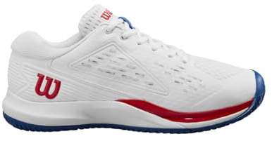 Wilson Rush Pro Ace Jr Tennis Shoe, Juniors, Size 5.5, White/Deja Vu Blue/Wilson Red