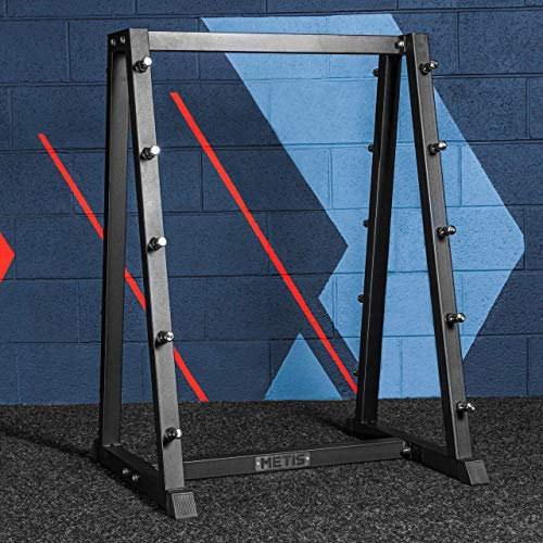 METIS Rubber Barbell Weights [10kg - 45kg] - Professional Grade Barbells for Full Body Workouts | Ideal for Gyms & Home Workouts (Half Set with Rack)