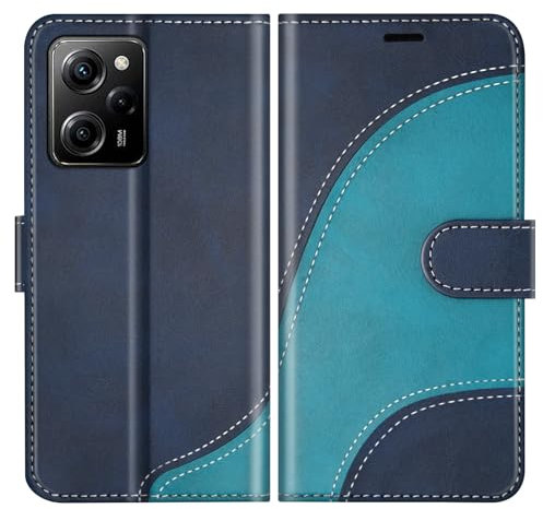 BoxTii Hülle für Xiaomi Poco X5 Pro 5G / Redmi Note 12 Pro 5G Hülle, PU Leder Handyhülle Klapphülle Schutzhülle mit Kartenfächer und Magnetverschluss für Xiaomi Poco X5 Pro 5G, Blau