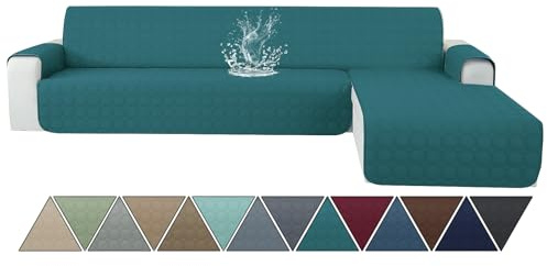 Ystyle Couch Überzug L Form 4 Sitzer, Dunkelgrün | Sofa Cover L Shape Reversibel Universal, Sofabezug Ecksofa L Form Waschbar, Couchbezug L Form Kratzfester Für Katze Hund