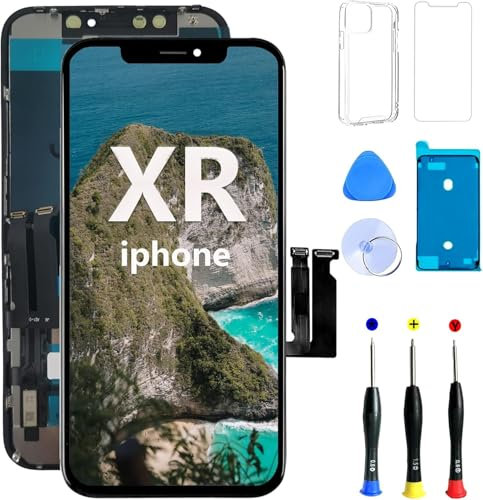 JQYDZH for iPhone Xr Screen Replacement Retina 6.1 3D Touch Screen LCD Display Digitizer Assembly with Repair Tool Kits, Waterproof Tape, Screen Protector (Model: A1984, A2105, A2106, A2108)