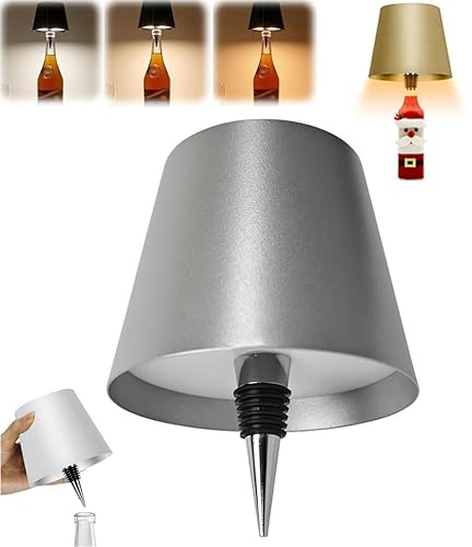 oddmmo Wireless Bottle Lamp, 2024 New Wireless Wine Bottle Lamp Shade for Christmas, Rechargeable Touch Control Wine Bottle Lights for Liquor Bottles, LED Desk Lamp for Christmas, Restaurant & Bar