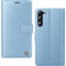 AIMOYU for Samsung Galaxy S23 5G Case, Flip Wallet Leather Phone Case with [4 Card Slots] [Kickstand] [RFID Blocking] Magnetic Protective Shockproof Cover for Samsung S23 Phone Case - Sky Blue