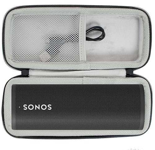 YIIWAY Harte Tasche Hülle Kompatibel mit Sonos Roam 2 Tragbarer Bluetooth-Lautsprecher, Schutzhülle Case Tragetasche, Nur Tasche - Schwarz YC80007