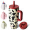 BOTTLE BOTTLE 30 oz Tumbler with Lid and Straw, Stainless Steel Travel Mug, Tumbler with handle, Water Bottle with straw for College Office, Gifts for Women Him Her (Cow)