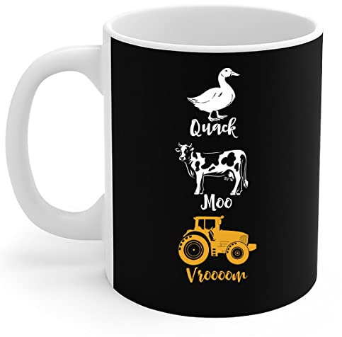 Bauer - Lustige Ente Kuh Traktor Quacksalber Muh Vrooom Tiere Landwirtschaft Becher Einzigartig Tasse Neuheit Keramik Tasse Lustig Geschenk Für Frauen Männer 330 Ml