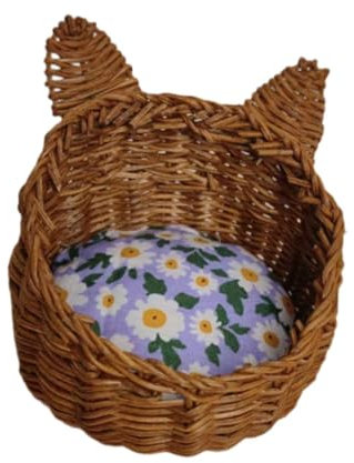 Perfeclan 1/12 Hundehütten-Simulation, DIY-Teil, Hobby-Spielhausbedarf, Ornament, klassischer Miniatur-Weidenkorb-Zwinger für Kleinkinder ab 3 Jahren, Dunkle Gehackte Blume