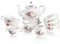 Sweejar Porzellan-Teeservice, Vintage British Floral Relief Gold Rand Teekanne Tasse und Untertasse Set, Teeservice für 6, mit Teekanne, Zuckerdose, Milchkännchen, Löffeln, Teetasse und Untertasse