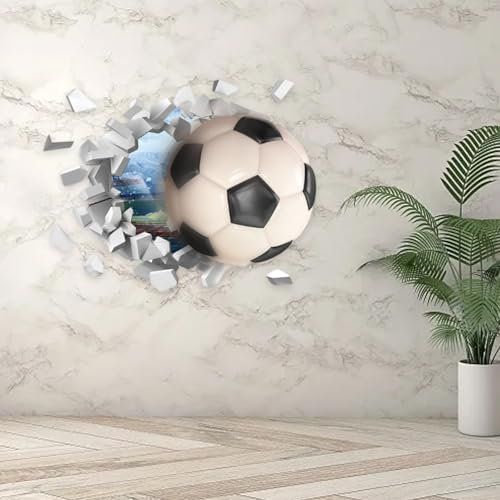 3D Wandtattoo Fußball,Durchbruch Wandaufkleber für Kinderzimmer Jungen, Kinder Fussball Wandaufkleber für Jugendzimmer, Wandtattoo Junge Teenager,Videospiel Wandstikcer für Schlafzimmer Deko Geschenk