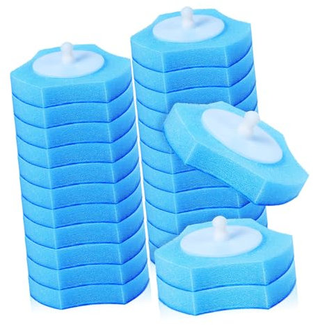 SECFOU Toilet Brush Heads Replacement 30pcs Disposable Sponge Refills Cleaning Brush Refill Pads for Bathroom Bowl Cleaning Blue