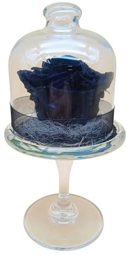 Rosa eterna NERA. Cupola in vetro con base. Rosa NERA naturale preservata. fiore nera eterna naturale preservata. Regalo originale, compleanno, decorazioni. Realizzato da artigiani fiorai in Spagna.