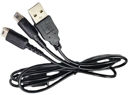 2 en 1 Câble de Chargeur 3DS, USB Plug Recharge Cordon de Câble d'alimentation Adaptateur pour Nintendo New 3DS DS DSi 3DS XL 2DS New 2DS XL, 1.2M, Noir