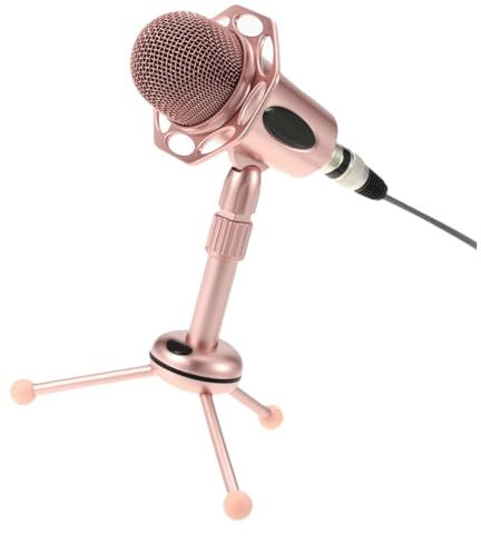 Gadpiparty Robustes Mikrofonset mit Stativ und Hauptmikrofon, Rosa | Legierung, Höhenverstellbarer Sockel, Flexibel Nutzbar, für Live Streaming und Game Voice Chat