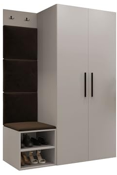 Mirjan24 Garderoben-Set Mapreni IV, Schuhschrank + Kleiderhakenbrett + Kleiderschrank Gepolstertes Paneel/Wandpaneel Kleiderhaken Flurgarderobe Wandgarderobe (Cashmere, Manila 04)