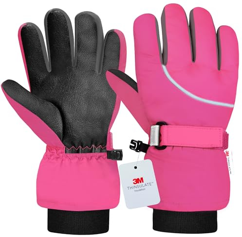 Origem Guantes Nieve, Impermeables Térmicos para 4-14 Niños y Niñas Esquí