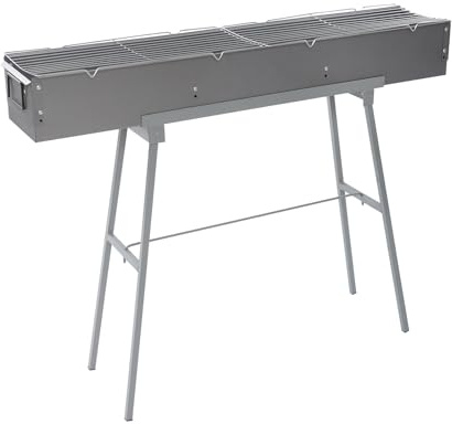 Loobiiny Campinggrill, kolgrill med 2 grillnät, hopfällbar grill picknickgrill, 100 x 18 x 13 cm campinggrill, grillvagn kolgrill trädgårdsgrill