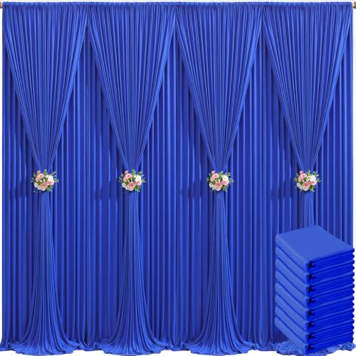 40ft x 10ft Royal Blue Backdrop Curtain for Parties Blue Wrinkle Free Backdrop Drapes Panels for Baby Shower Birthday Party Wedding Photo Photography Polyester Fabric Background Decoration