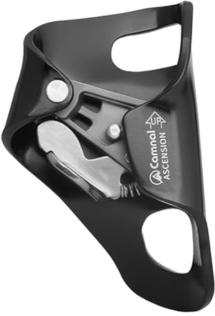 mophrati Chest Ascender Tree Rocks Climbing Rigging Clamp Automatic Mud Clean Groove Ensures Grip Strength Durable Reliable Camping Mountaineering Ascending Climbing Gear, Black, 10.8x6.9cm