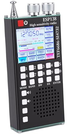 Jectse Portable Radio, Handheld Bluetooth Radio, AM FM SW LW Airband Full Band DSP Battery Operated, Dual Systems 2.4 Inch IPS Touchscreen