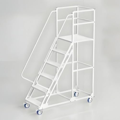 Marchepied pliant avec pédale antidérapante et roues – Escalier roulant portable pour entrepôt, supermarché et utilisation industrielle