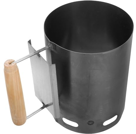 MAGICLULU Portable Charcoal Chimney Starter with Heat Resistant Handle, Large Capacity Coal Fire Starter Bucket for Outdoor Camping and Bbq Grilling, Light Cream Fire Ignition Bucket