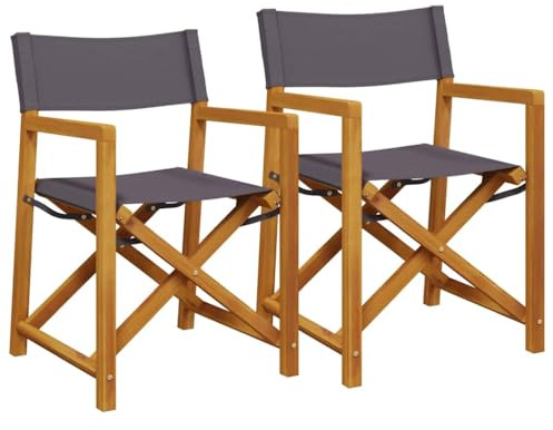 Owoxanthellate 2er Set Klappbare Regiestühle - Gartenstühle aus Massivholz Akazie - Outdoor Balkonstühle Dunkelgrau - Campingstühle für Garten & Terrasse - 54 x 53,5 x 85,5 cm