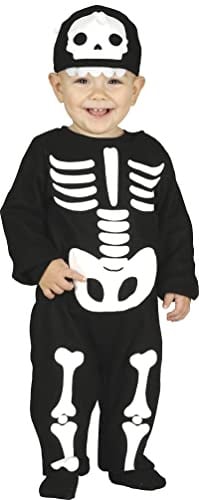 FIESTAS GUIRCA | Skelett Kostüm für Kinder - Overall und Hut - Halloween und Kostümparty Kostüme für Jungen und Mädchen - Ideal für Skelett Feiern - Schwarz und Weiß