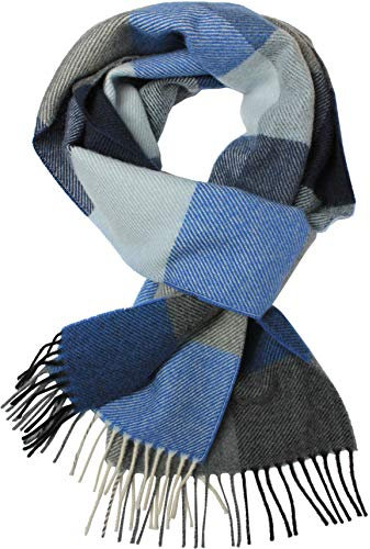 Rotfuchs Écharpe d'hiver de renard rouge et chaud à carreaux tendance Combinaisons de couleurs multiples Laine 180 x 30 cm Fabriqué en Allemagne (bleu)