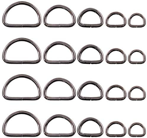 Swpeet Mehrzweck-D-Ring aus Metall, halbrund, für Gürtel, Hardware, Taschen, Handarbeit, 5 Größen, 100 Stück, 5 Größen