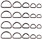 Swpeet Mehrzweck-D-Ring aus Metall, halbrund, für Gürtel, Hardware, Taschen, Handarbeit, 5 Größen, 100 Stück, 5 Größen