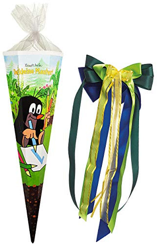 alles-meine.de GmbH Schultüte - Der kleine Maulwurf - Pauli - 85 cm - eckig - incl. große Schleife - Tüllabschluß - Zuckertüte - mit/ohne Kunststoff Spitze - Schultütenschl..