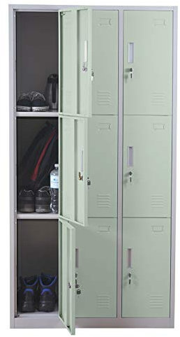 Schließfach Boston T829, Schließfachschrank Wertfachschrank Spind, Metall 9 Fächer - grün