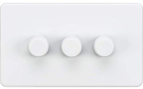 Knightsbridge SF2183MW Screwless 3G 2-Way 10-200W (5-150W LED) Trailing Edge dimmer-Matt White, 230 V