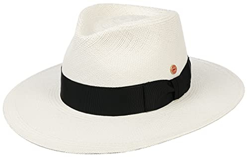 Mayser Orginal Panama-Hut | Stroh-Hut | Sommer-Hut aus Ecuador – Handgeflochten, UV-Schutz 60, Wasserabweisend, Bruchschutz (61, Weiß)