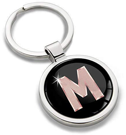 Biomar Labs Schlüsselanhänger Buchstabe Metall Keyring Buchstaben Initialen Alphabet Autoschlüssel Geschenk Metall-Schlüsselanhänger Schlüsselbund Edelstahl Rose Gold M, KK 39