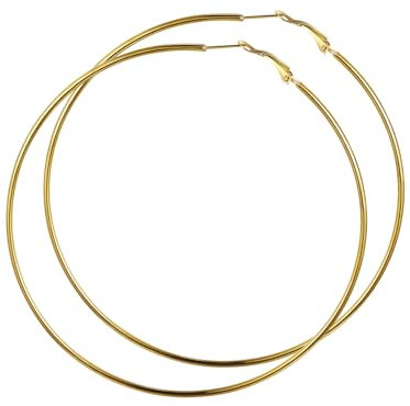 GoldChic Creolen Gold Ohrringe Damen Edelstahl Schlichte Rundohrringe Goldene Kreis Kreolen Kleine Damenohrringe 100MM Schmuck