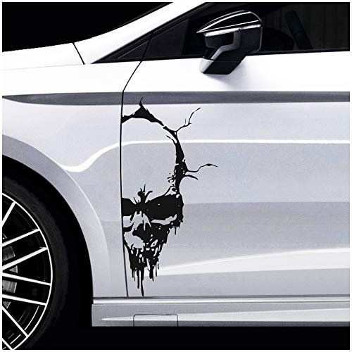 Skull Totenkopf Aufkleber Sticker Dekor Folie Autoaufkleber Tattoo für Auto LKW Wohnwagen K079 (Schwarz Matt, 28x13 cm)