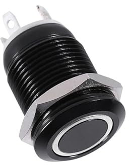 LED-Druckschalter Auto 12mm 2A LED-Licht Momentan-Druckknopfschalter LED-Momentum-Verriegelungsschalter umschalten Schwarzes Gehäuse(Weißes Licht)